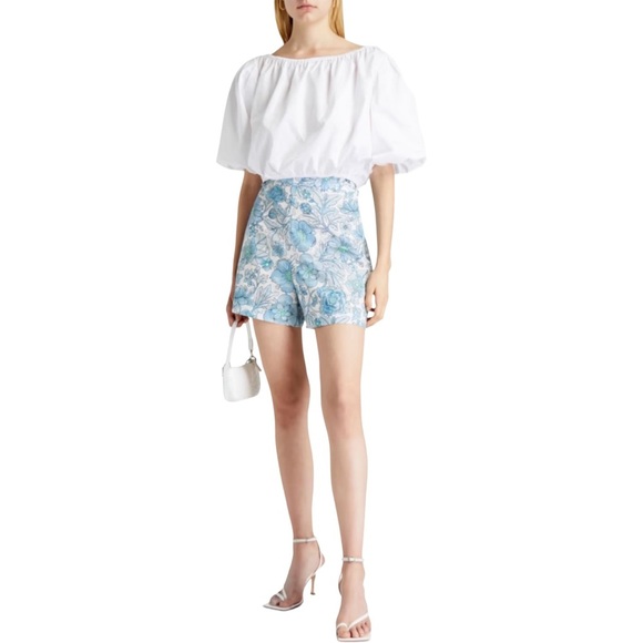 The Vampire's Wife Size 8 High Waist Floral Print Linen Blend Shorts NWT - Picture 2 of 14